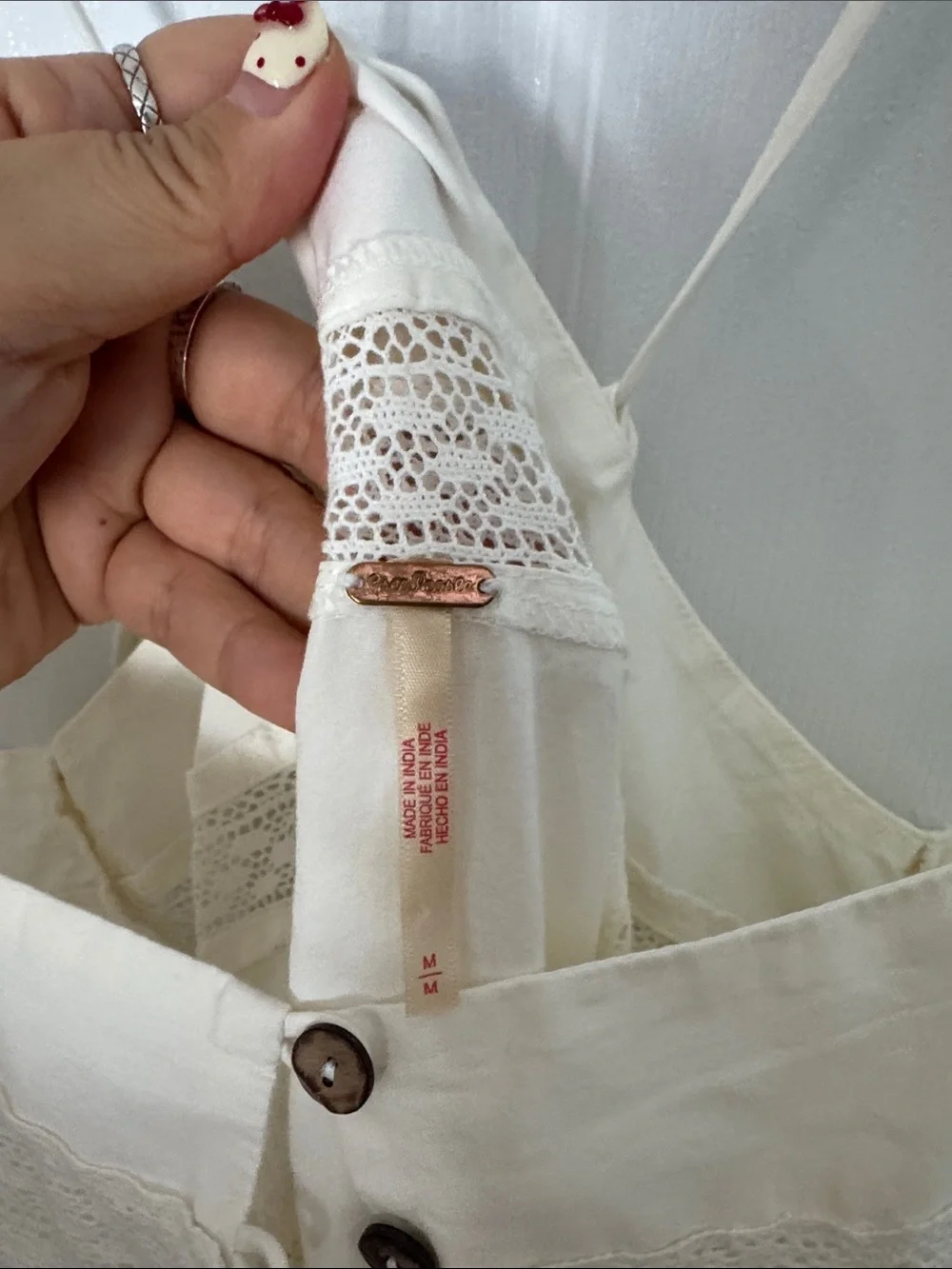 Free people Cream Button-Front Maxi Sundress with Spaghetti Straps
